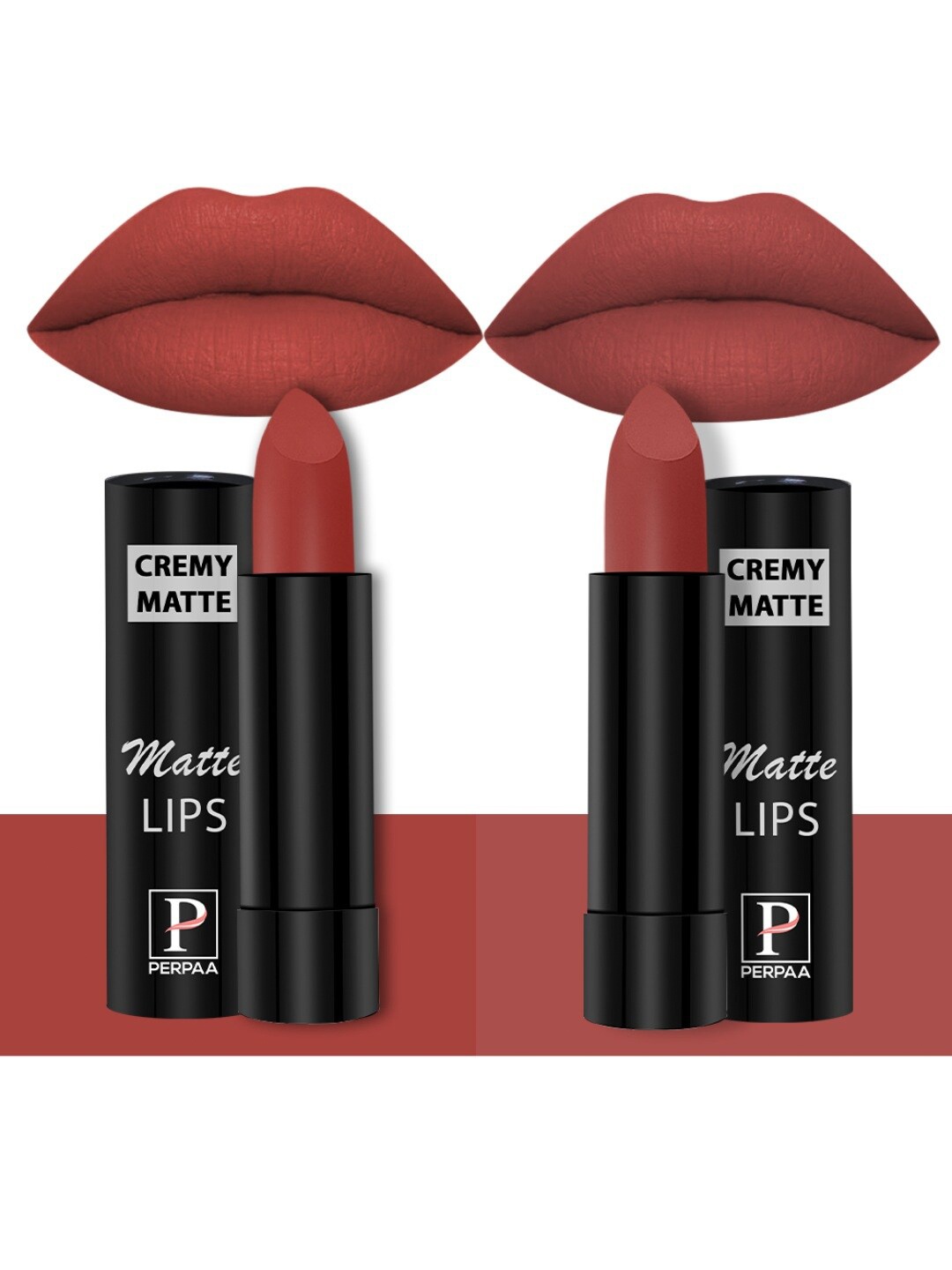 

PERPAA 2 Creamy Long Lasting Bullet Matte Lipstick - 3.5gmEach-Red bloom55-Rust Orange73, Multi