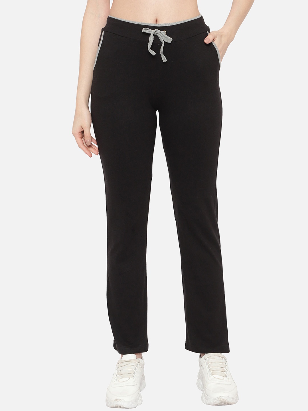 

Fasha Women Cotton Regular Fit Track Pants, Black