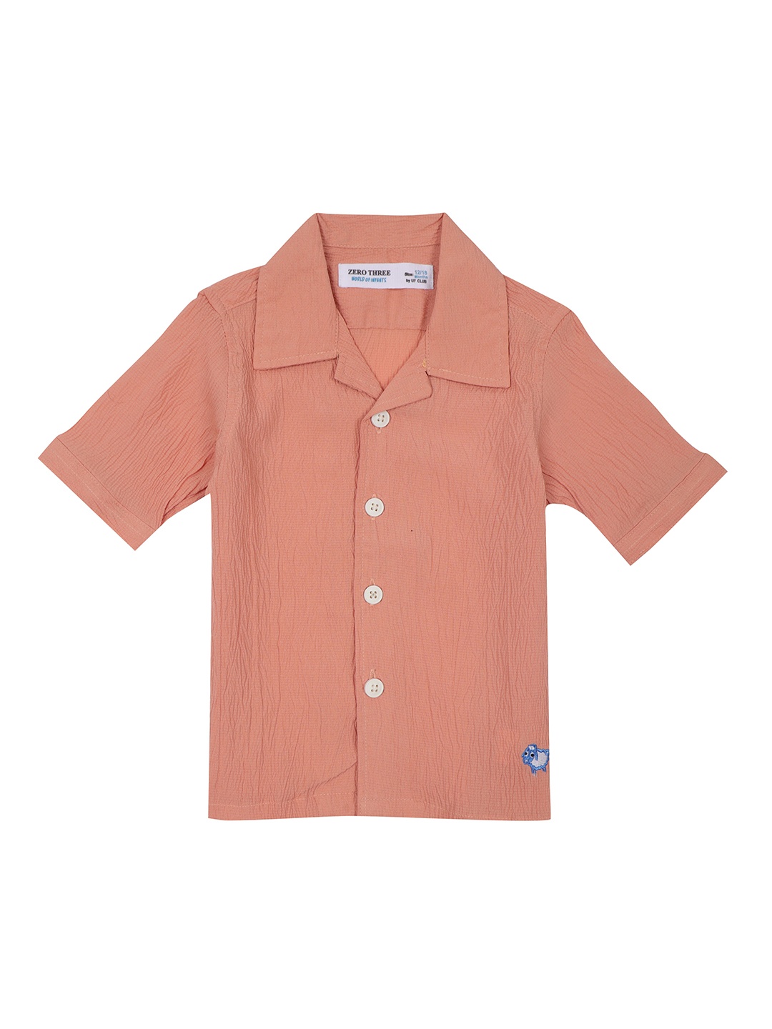 

ZERO THREE Comfort Boys Spread Collar Regular Fit Cotton Casual Shirt, Peach