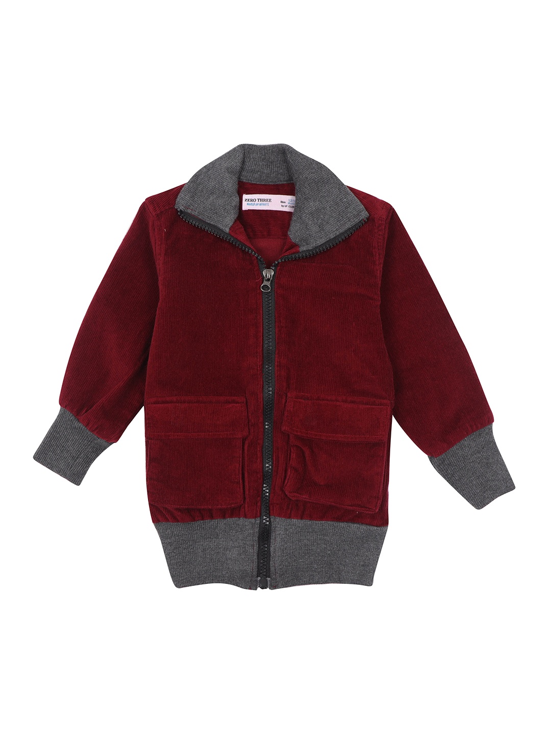 

ZERO THREE Boys Spread Collar Corduroy Open Front Jacket, Maroon