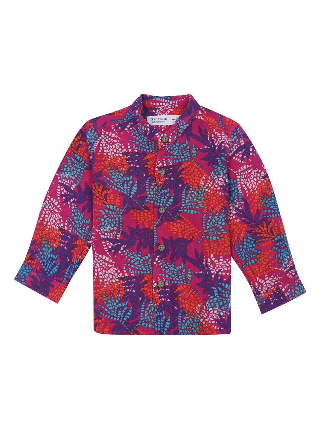 

ZERO THREE Comfort Boys Floral Printed Regular Fit Spread Collar Cotton Casual Shirt, Red