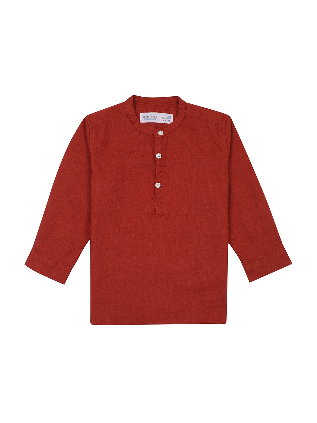 

ZERO THREE Comfort Boys Band Collar Regular Fit Cotton Casual Shirt, Maroon