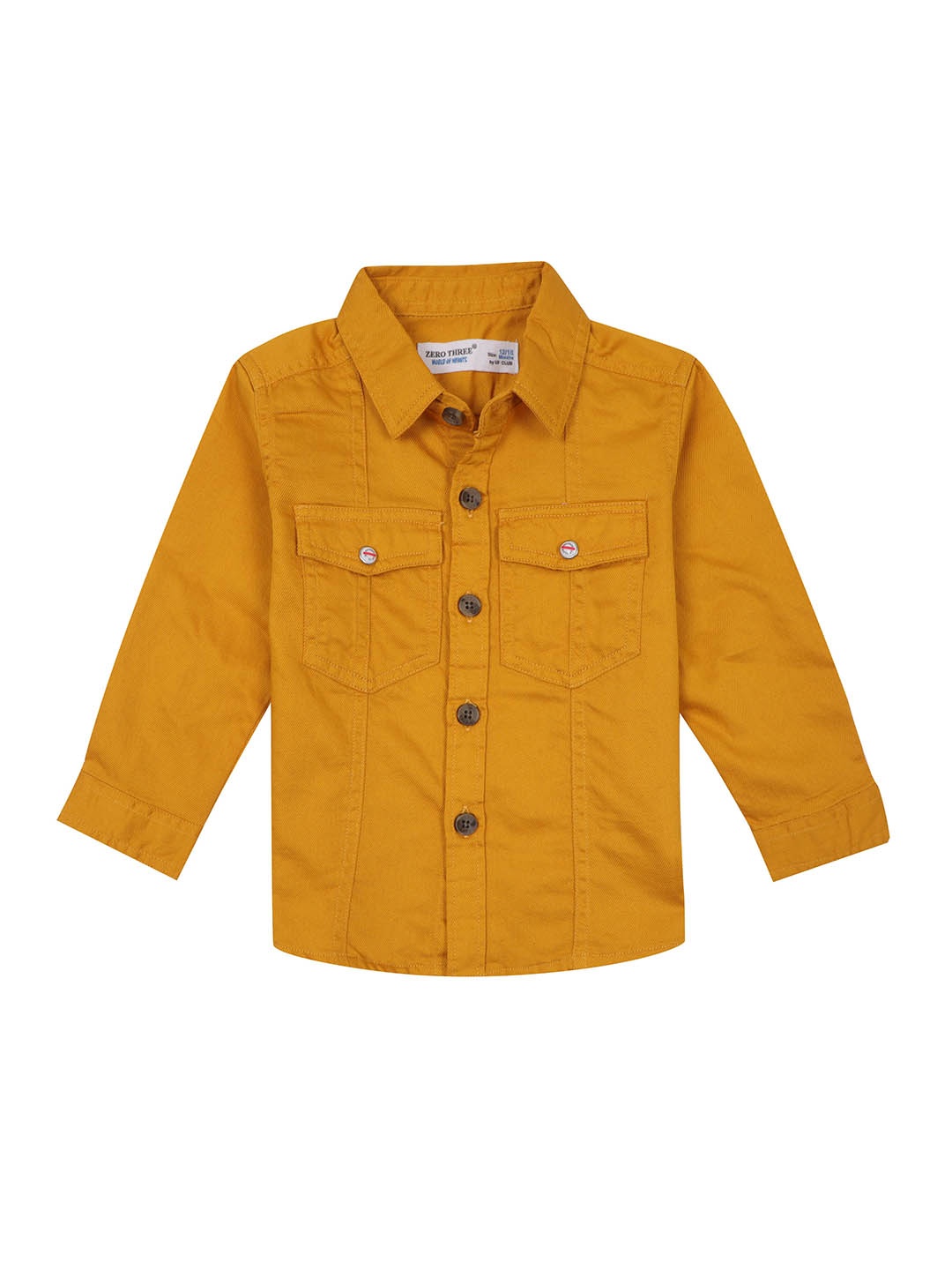 

ZERO THREE Comfort Boys Regular Fit Spread Collar Cotton Casual Shirt, Mustard