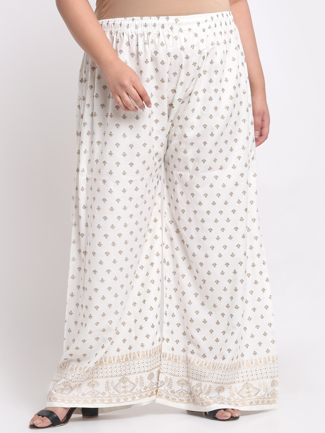 

Trend Level Plus Size Ethnic Motifs Printed Ethnic Wide Leg Palazzos, Off white