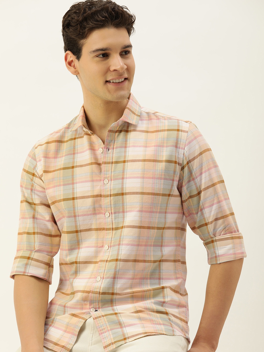 

Mast & Harbour Men Standard Checked Casual Pure Cotton Shirt, Multi