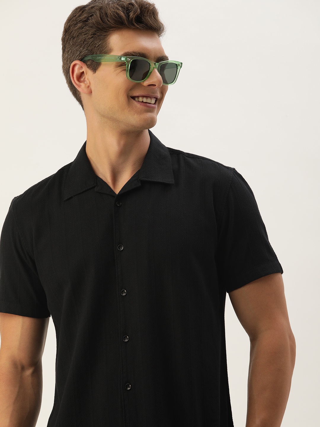 

Mast & Harbour Men Standard Cotton Casual Shirt, Black