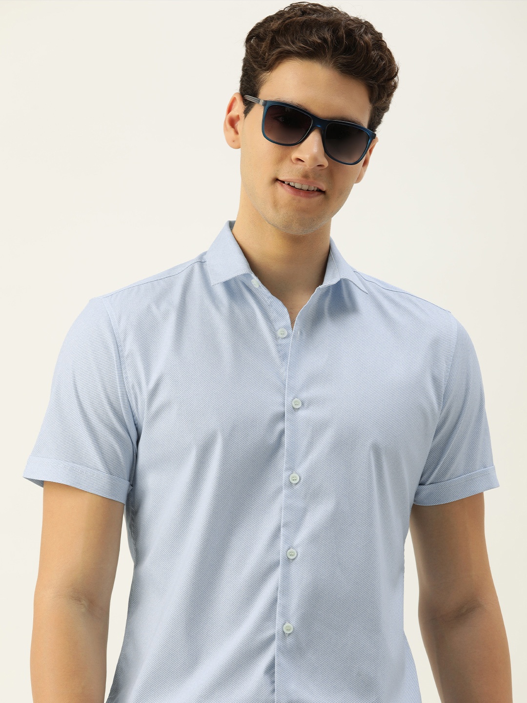 

Mast & Harbour Men Standard Opaque Casual Shirt, Turquoise blue