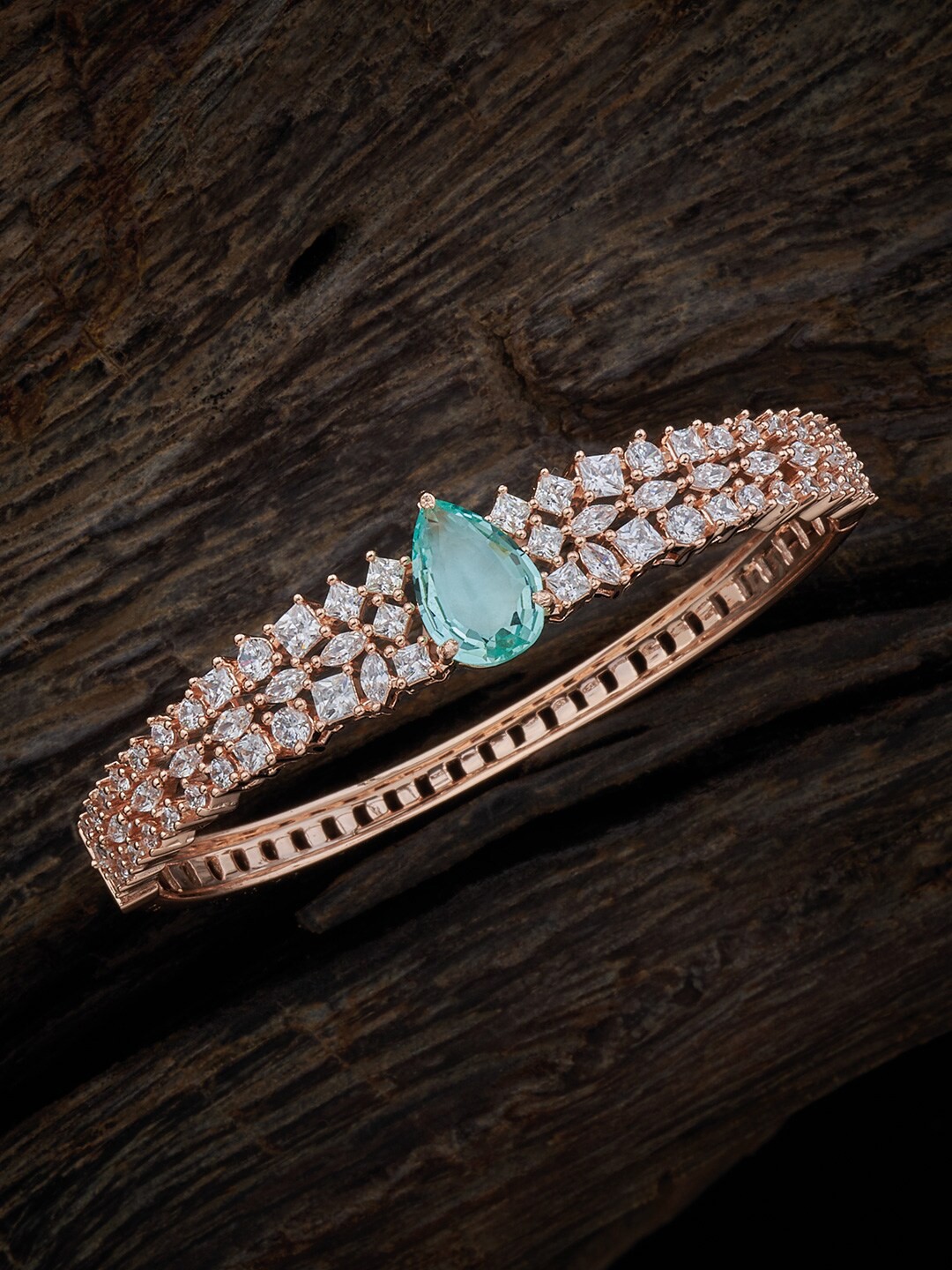 

Kushal's Fashion Jewellery Cubic Zirconia Rose Gold-Plated Bangle-Style Bracelet