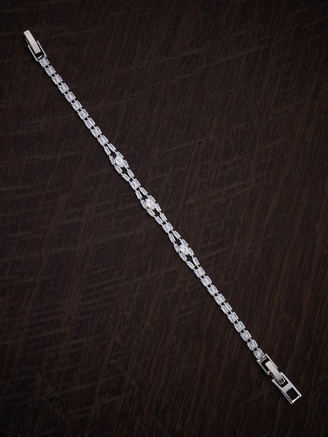 

Kushal's Fashion Jewellery Rhodium-Plated Cubic Zirconia Wraparound Bracelet, Silver
