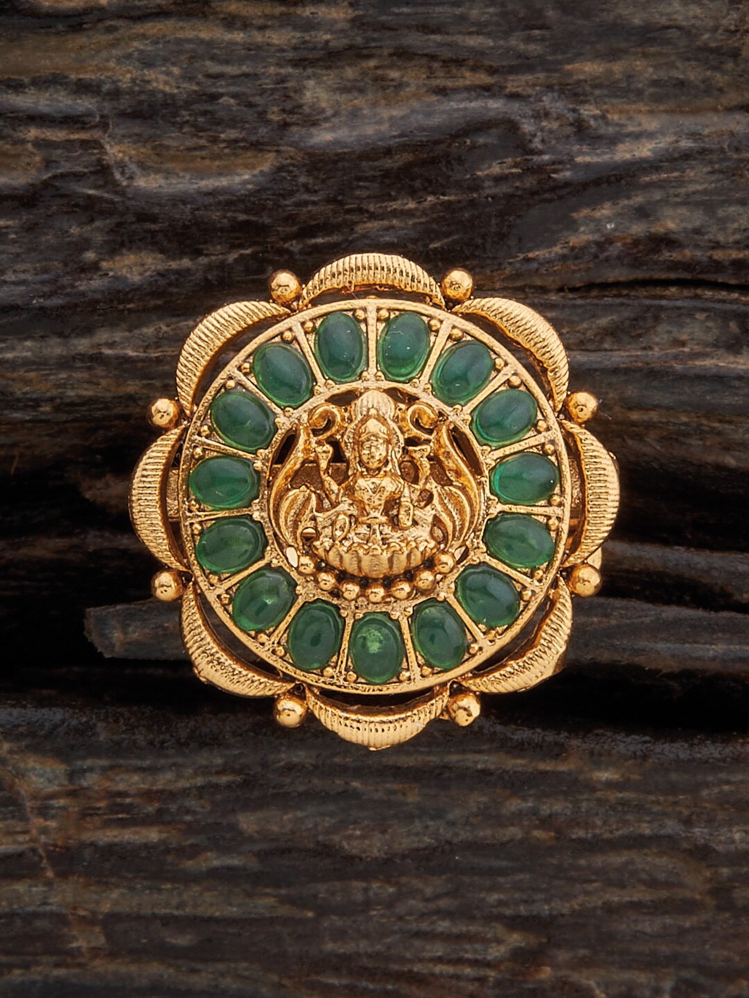 

Kushal's Fashion Jewellery Gold-Plated Stone-Studded Adjustable Finger Ring