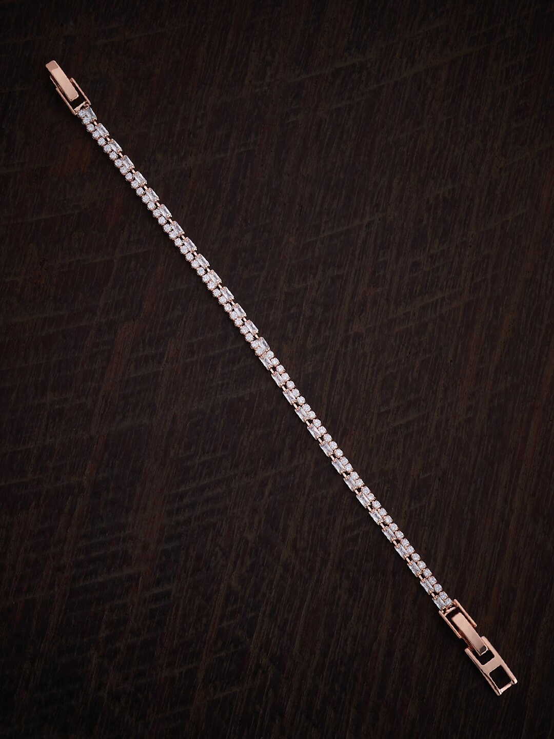 

Kushal's Fashion Jewellery Rose Gold-Plated Zircon-Studded Wraparound Bracelet