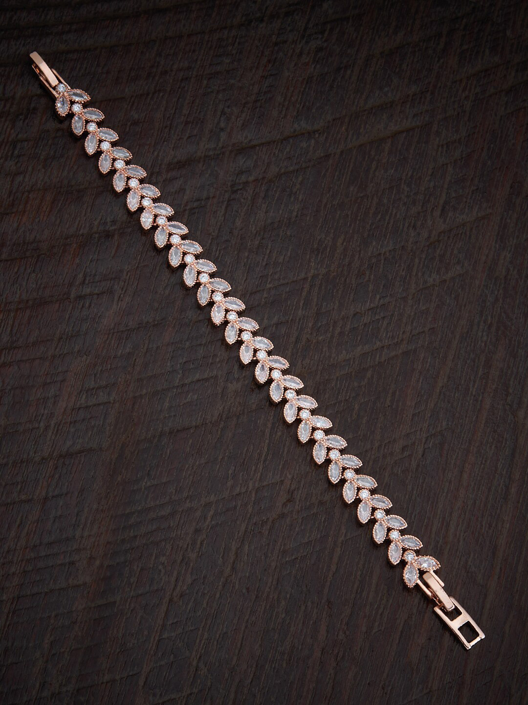 

Kushal's Fashion Jewellery Rose Gold-Plated Zircon-Studded Wraparound Bracelet