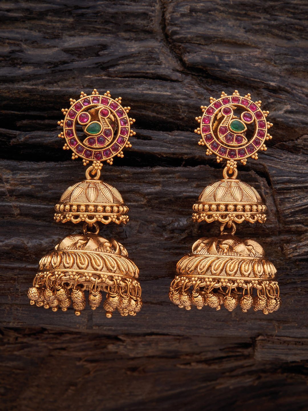 

Kushal's Fashion Jewellery Gold-Plated Dome Shaped Jhumkas