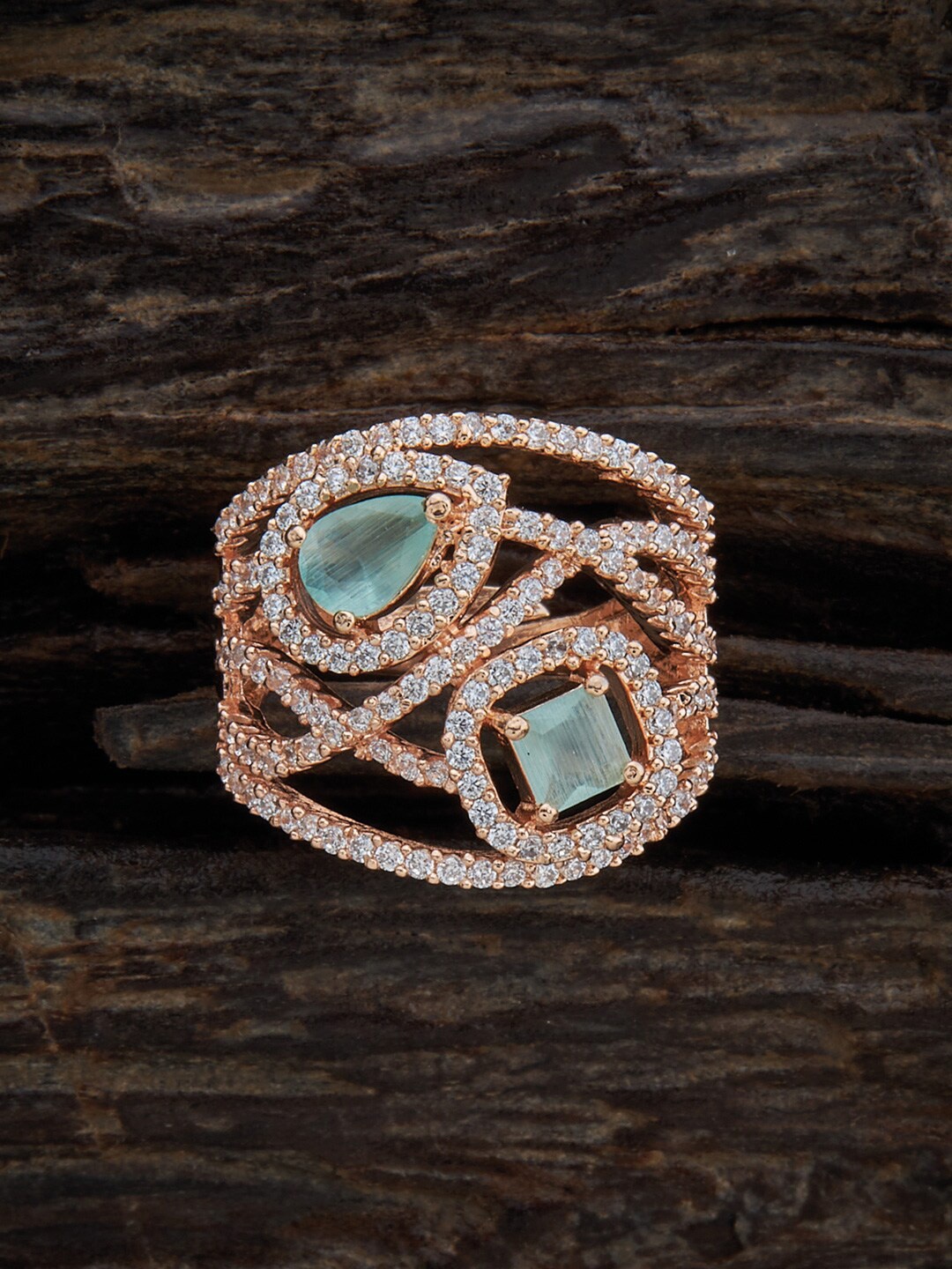 

Kushal's Fashion Jewellery Rose Gold-Plated Zircon-Studded Adjustable Finger Ring