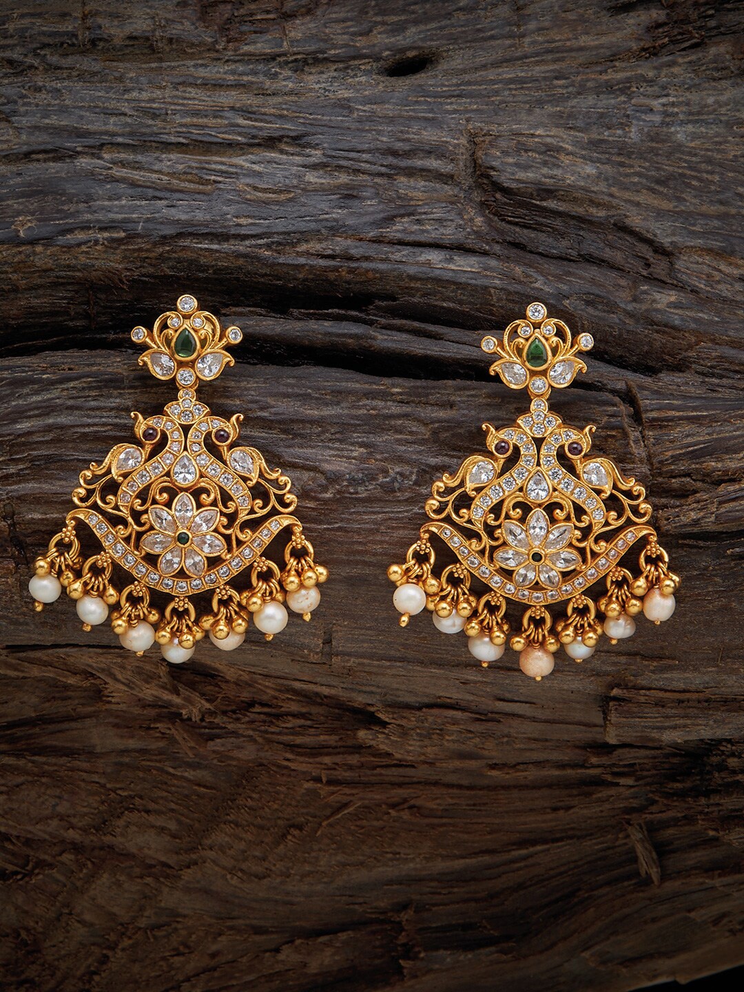 

Kushal's Fashion Jewellery Gold-Plated Temple Drop Earring