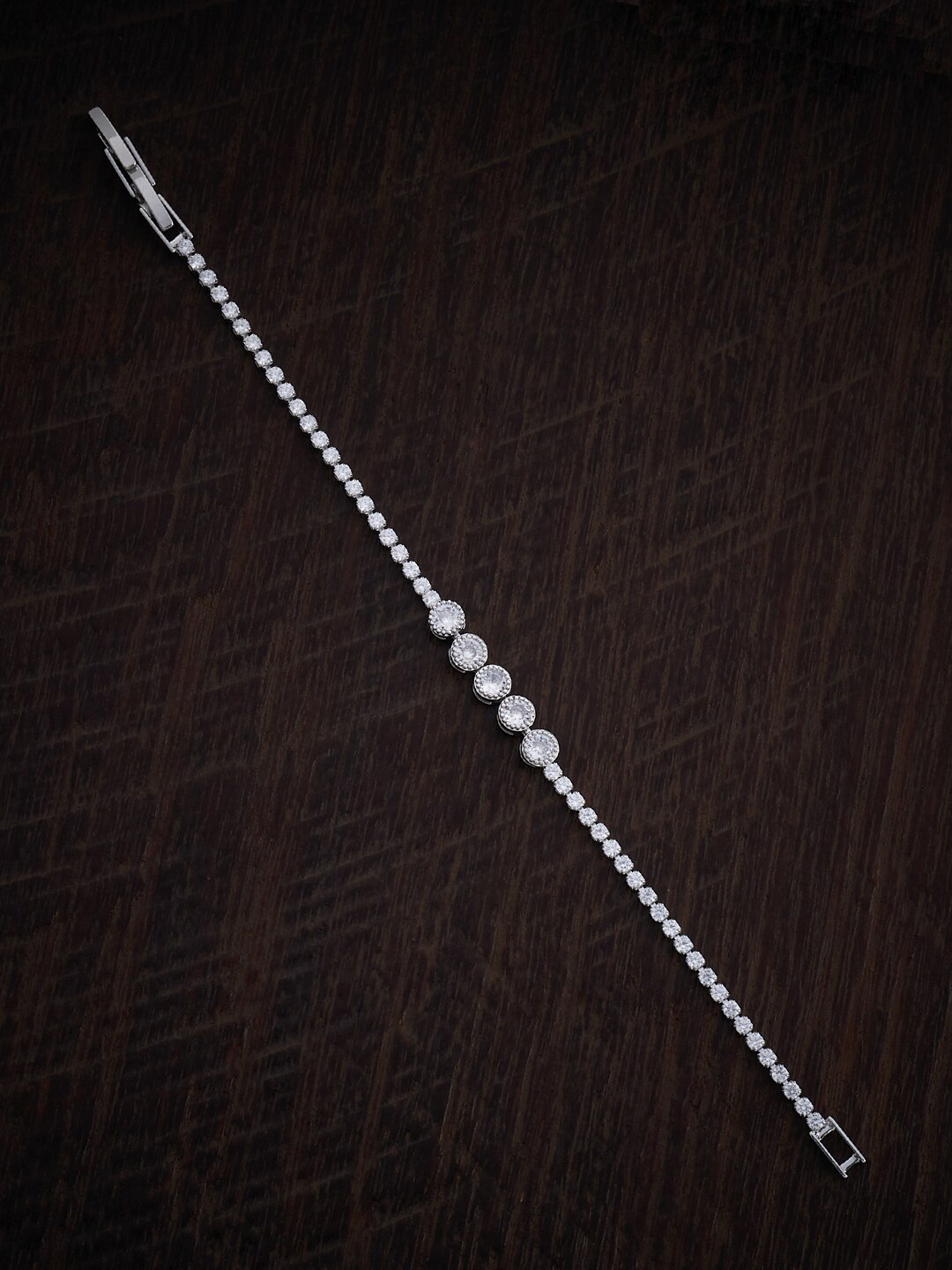 

Kushal's Fashion Jewellery Cubic Zirconia Rhodium-Plated Wraparound Bracelet, Silver