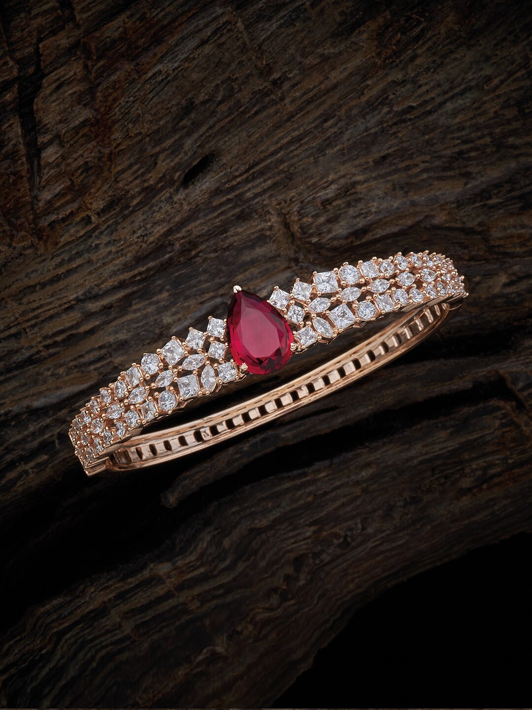 

Kushal's Fashion Jewellery Cubic Zirconia Rose Gold-Plated Bangle-Style Bracelet