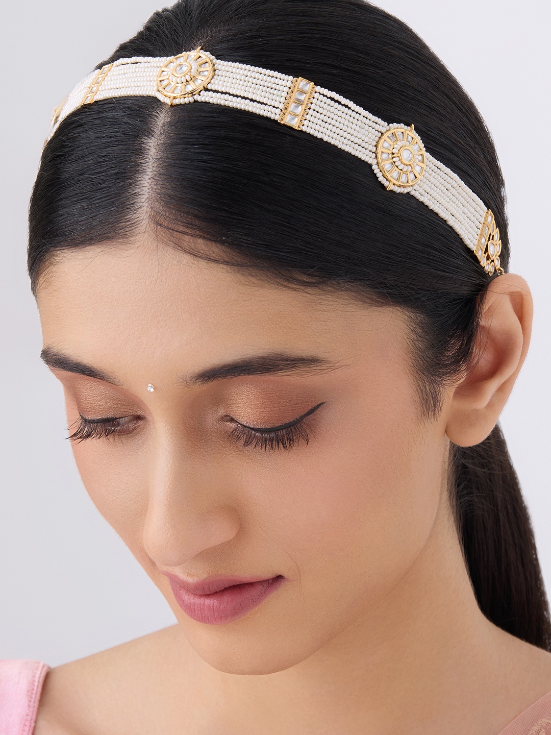 

Kushal's Fashion Jewellery Gold-plated Kundan-studded Maang Tikka