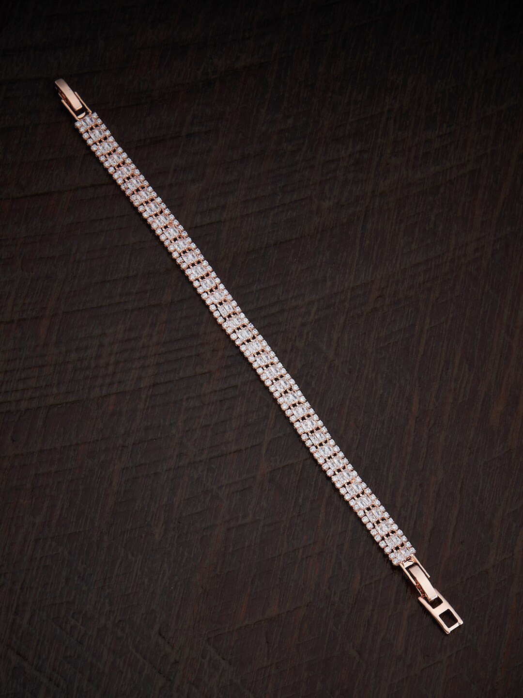 

Kushal's Fashion Jewellery Rose Gold & Cubic Zirconia Rose Gold-Plated Link Bracelet