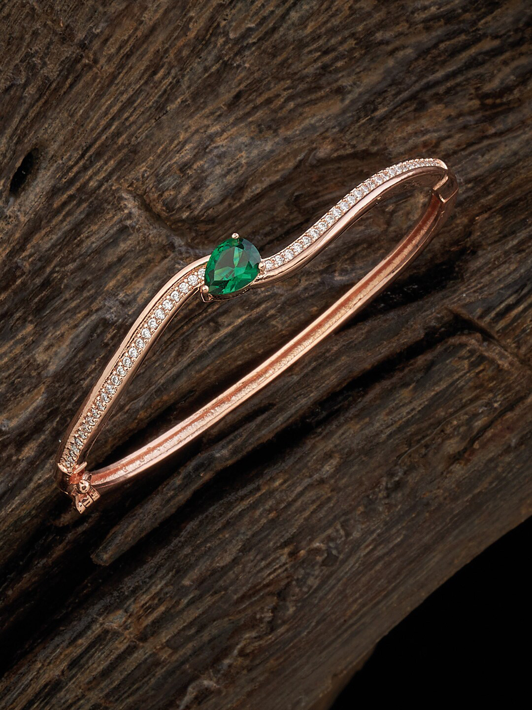

Kushal's Fashion Jewellery Rose Gold-Plated Cubic Zirconia Kada Bracelet