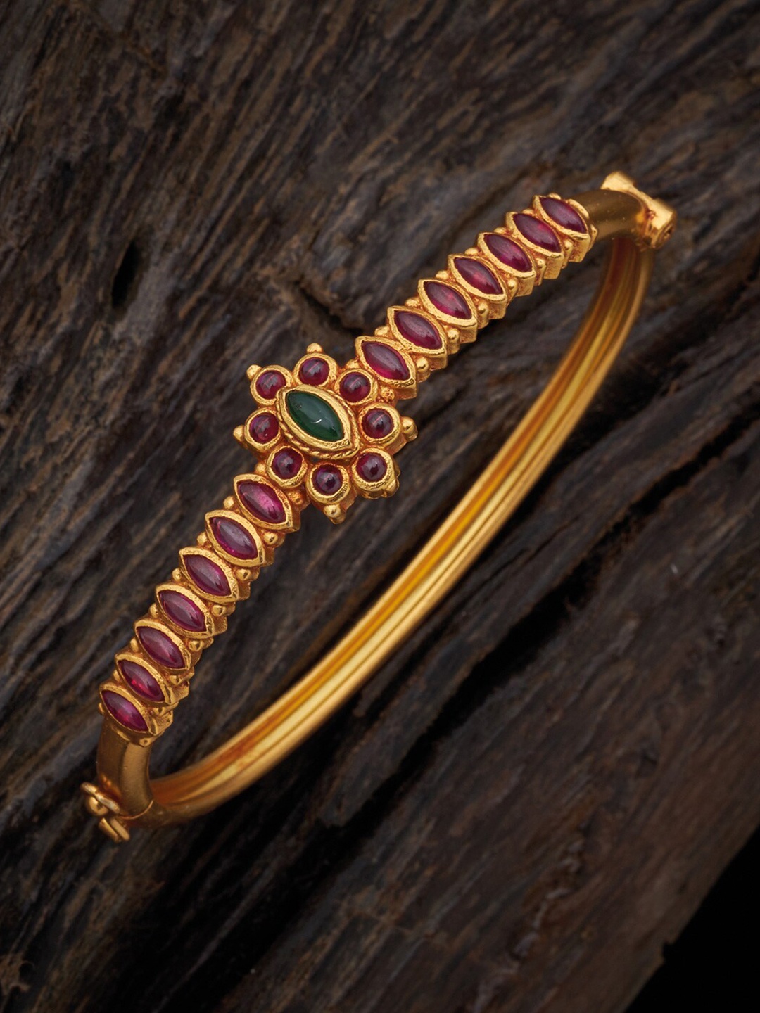 

Kushal's Fashion Jewellery Gold-Plated Temple Kada Bracelet
