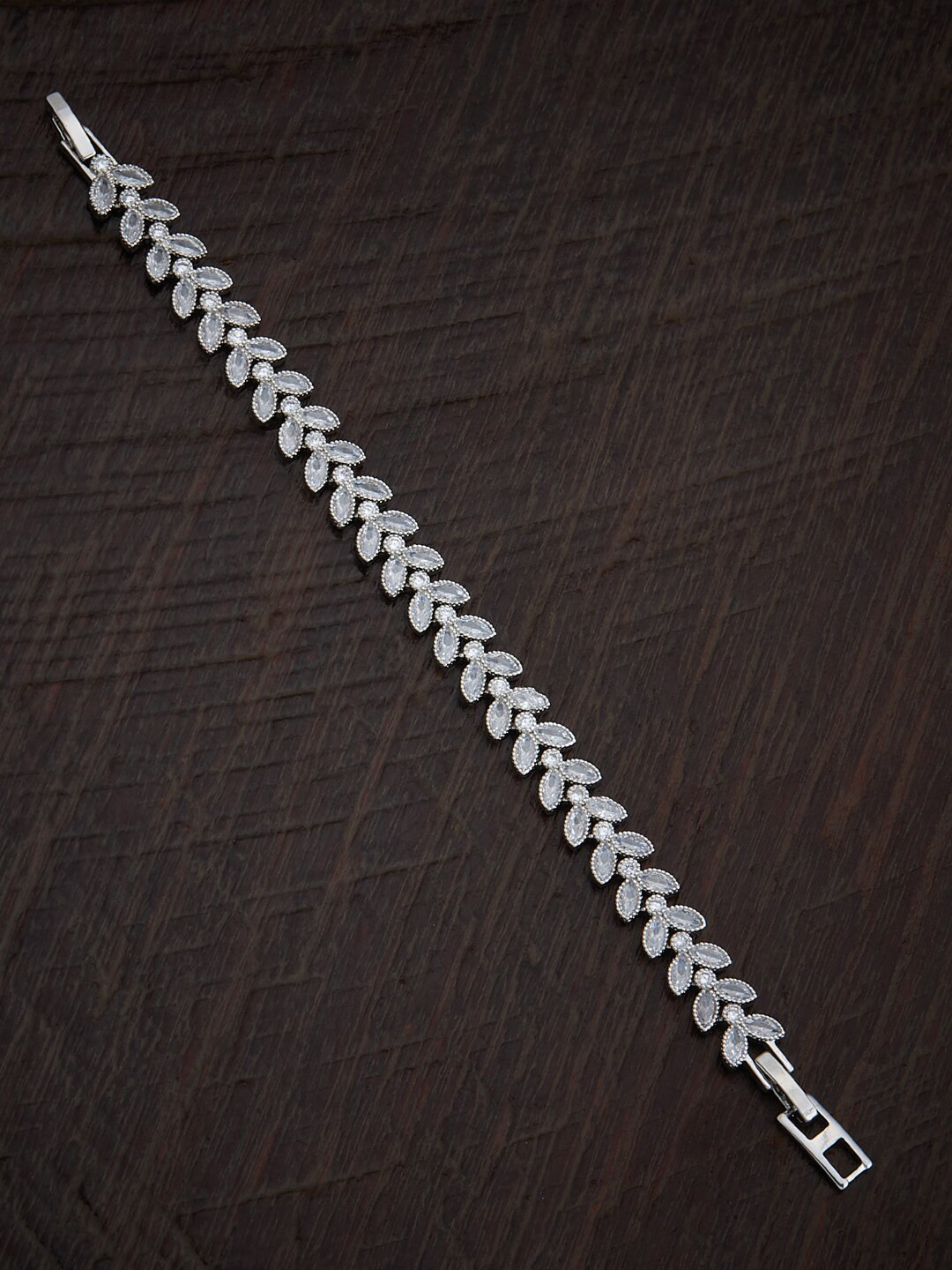 

Kushal's Fashion Jewellery Women White Cubic Zirconia Rose Gold-Plated Wraparound Bracelet, Silver