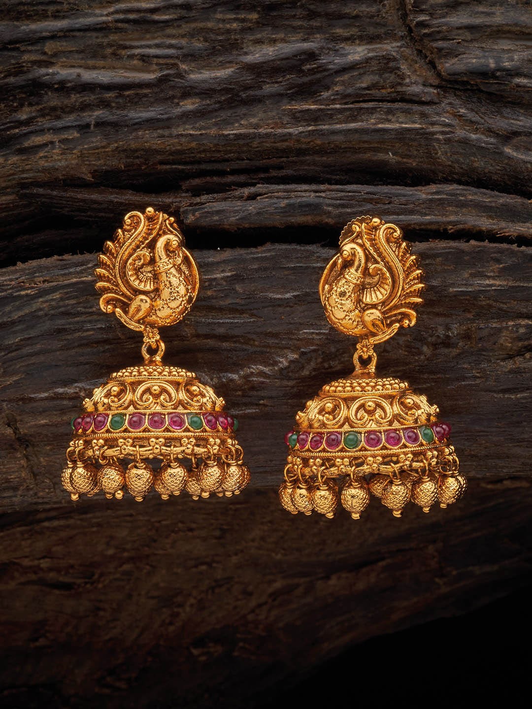 

Kushal's Fashion Jewellery Gold-Plated Dome Shaped Jhumkas
