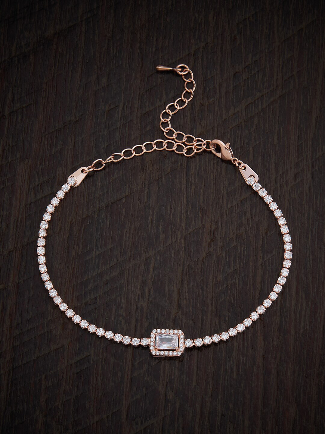 

Kushal's Fashion Jewellery Cubic Zirconia Rose Gold-Plated Wraparound Bracelet