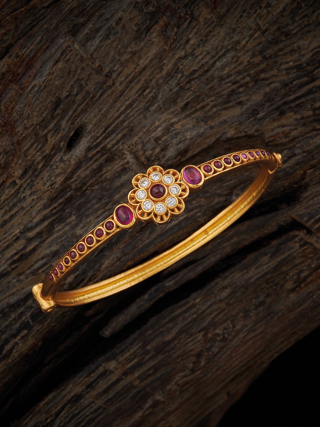 

Kushal's Fashion Jewellery Gold-Plated 92.5 Pure Silver Kada Bracelet