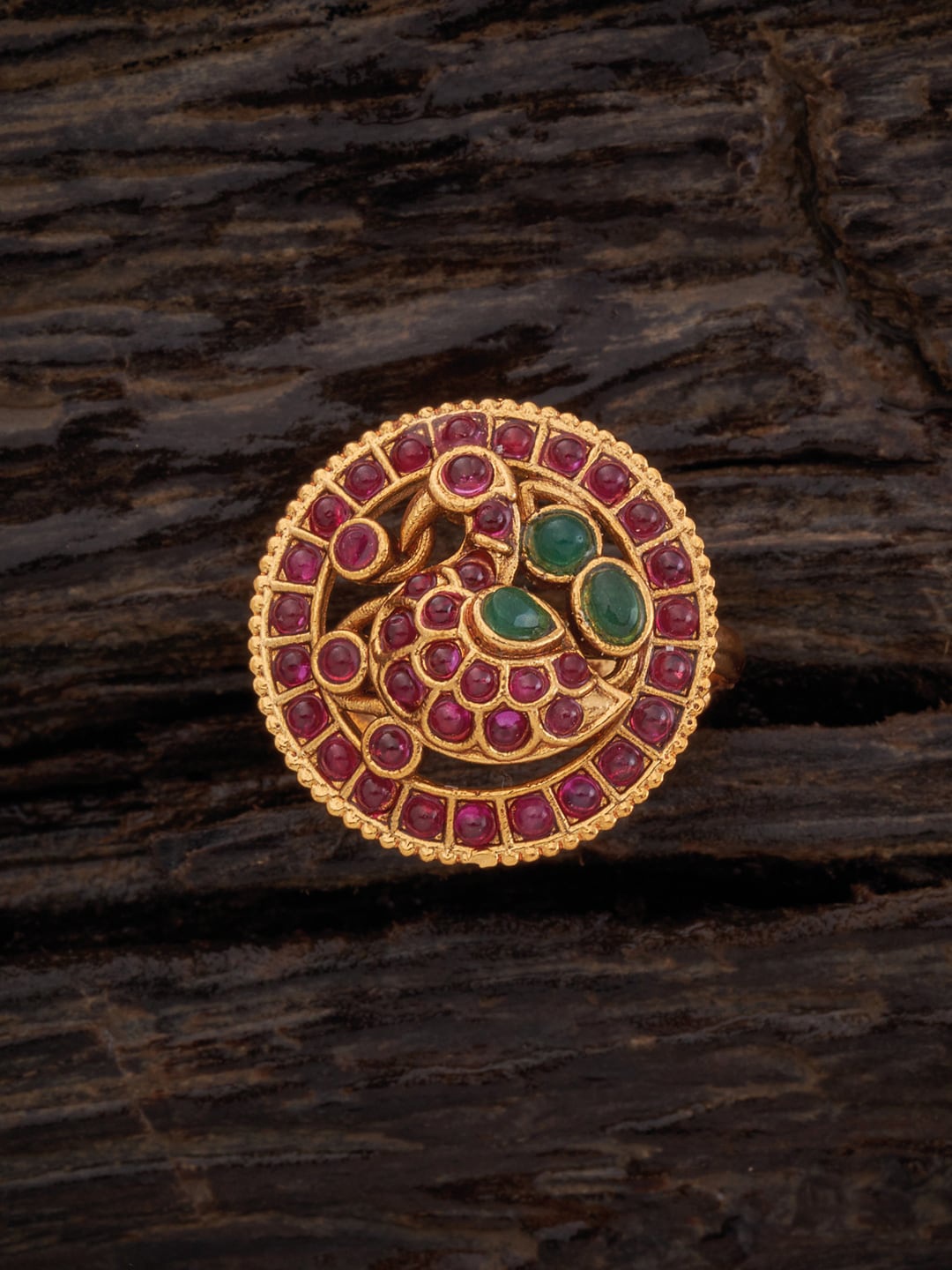 

Kushal's Fashion Jewellery Gold-Plated Stone-Studded Adjustable Antique Finger Ring