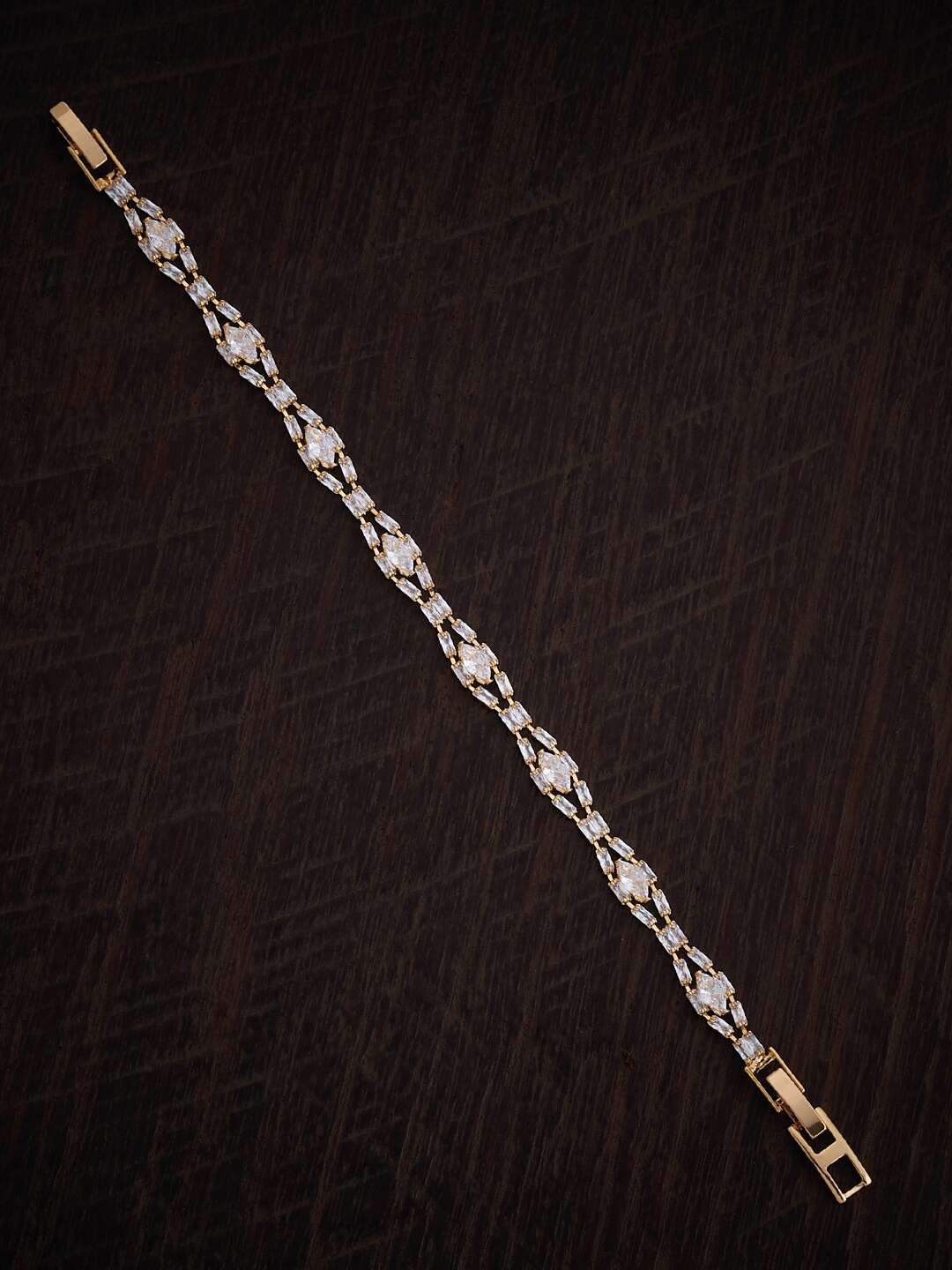 

Kushal's Fashion Jewellery Gold-Plated Cubic Zirconia Link Bracelet