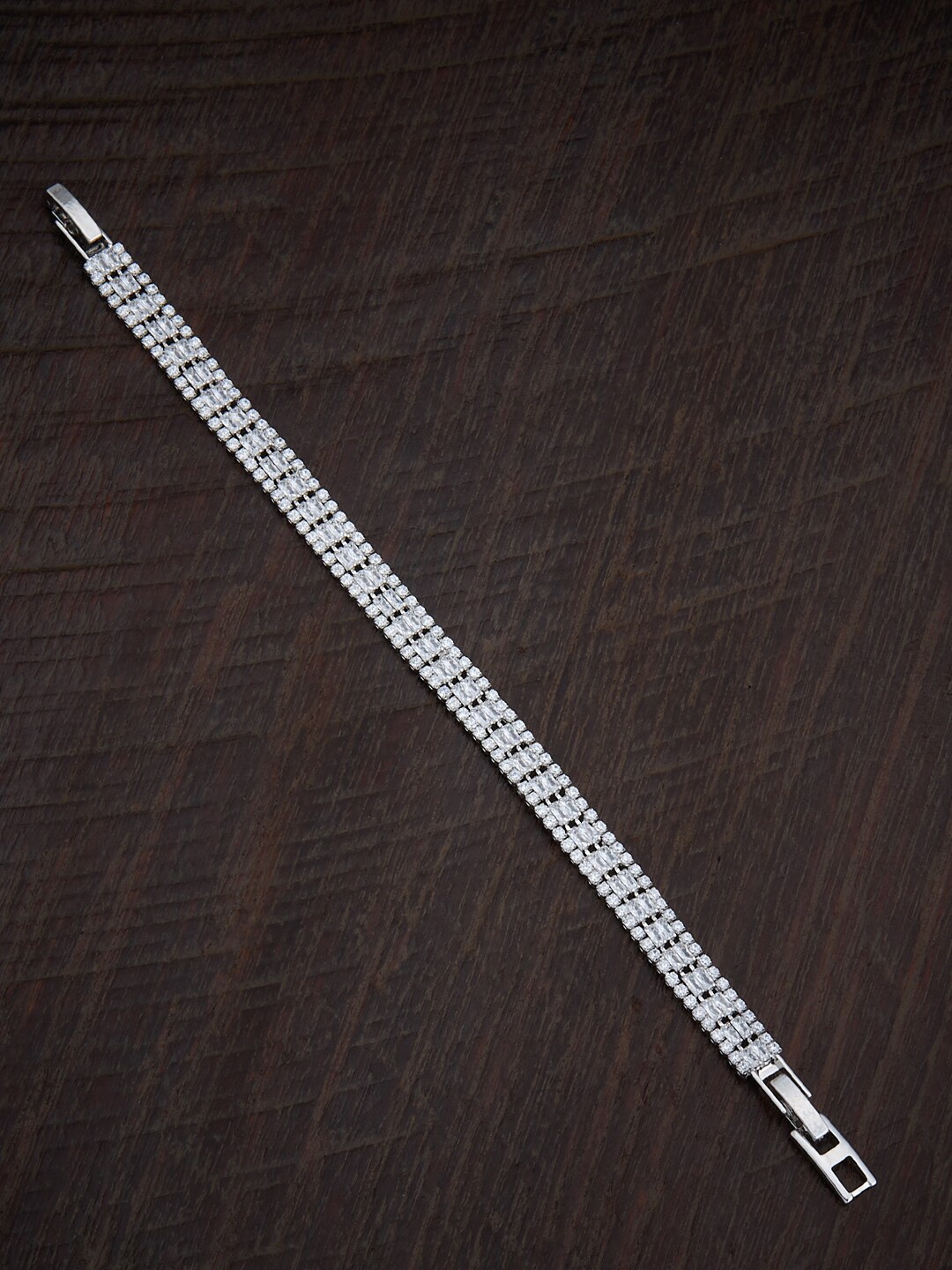 

Kushal's Fashion Jewellery Rhodium-Plated Cubic Zirconia Link Bracelet, Silver