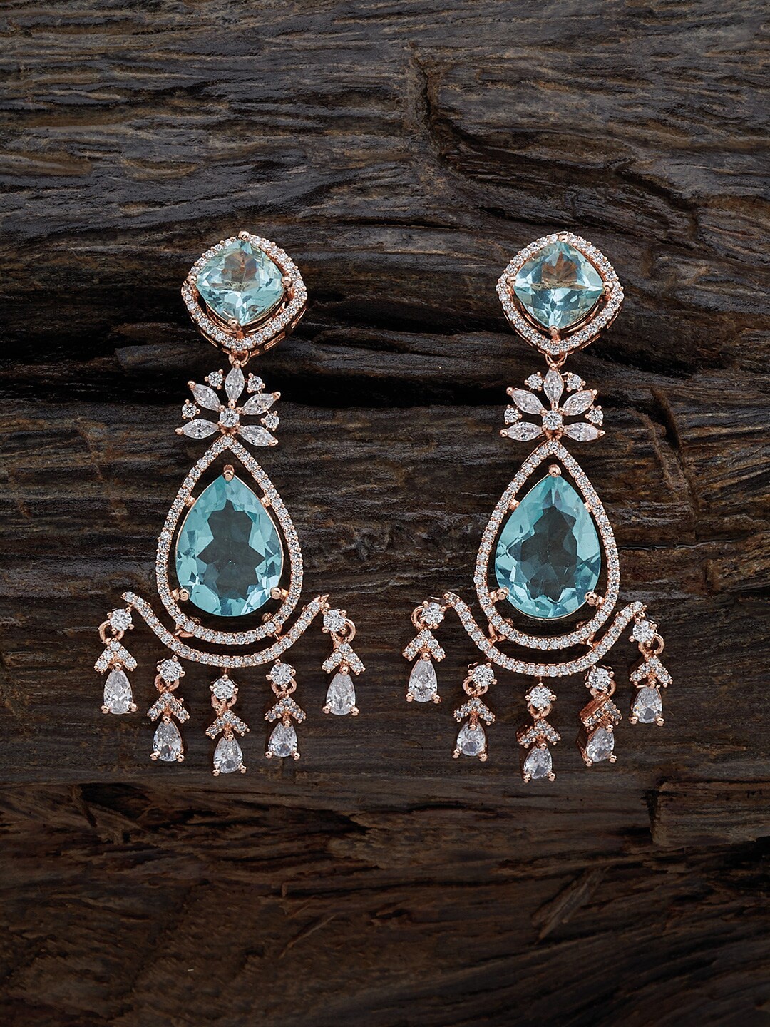 

Kushal's Fashion Jewellery Rhodium-Plated Contemporary Drop Earrings, Sea green