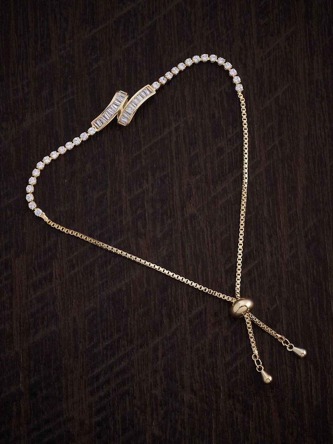 

Kushal's Fashion Jewellery Cubic Zirconia Studded Gold Plated Wraparound Bracelet