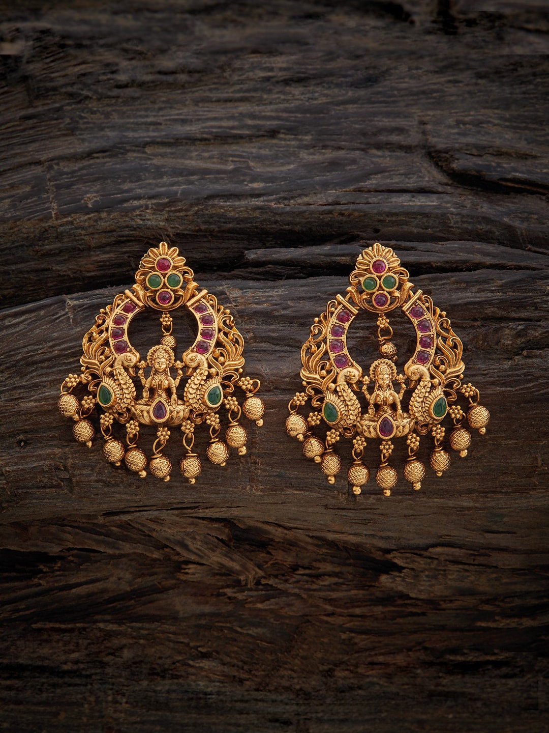

Kushal's Fashion Jewellery Gold-Plated Temple Chandbalis