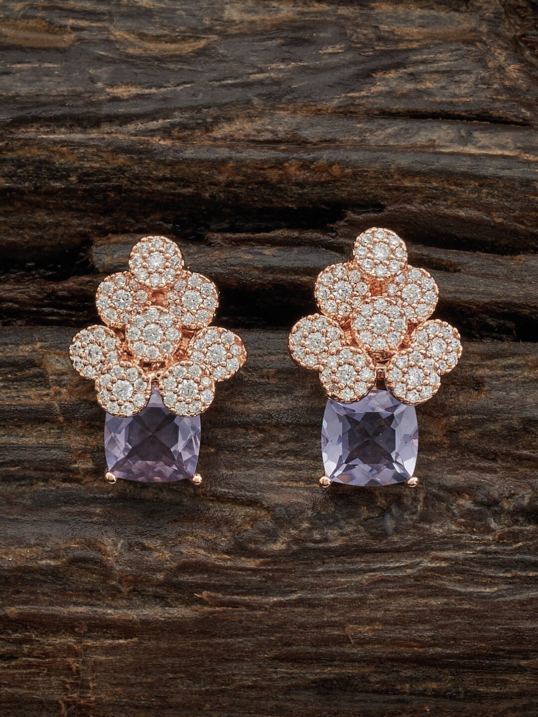 

Kushal's Fashion Jewellery Rose Gold-Plated Contemporary Studs Earrings, Lavender