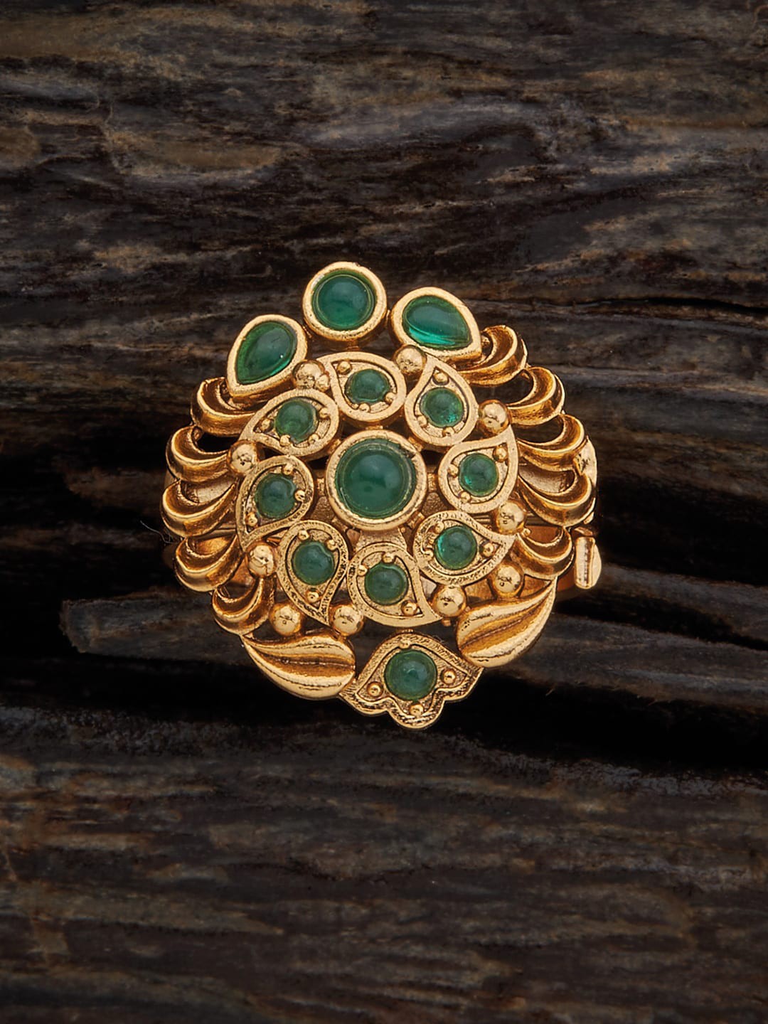 

Kushal's Fashion Jewellery Gold-Plated Stone-studded Finger Ring