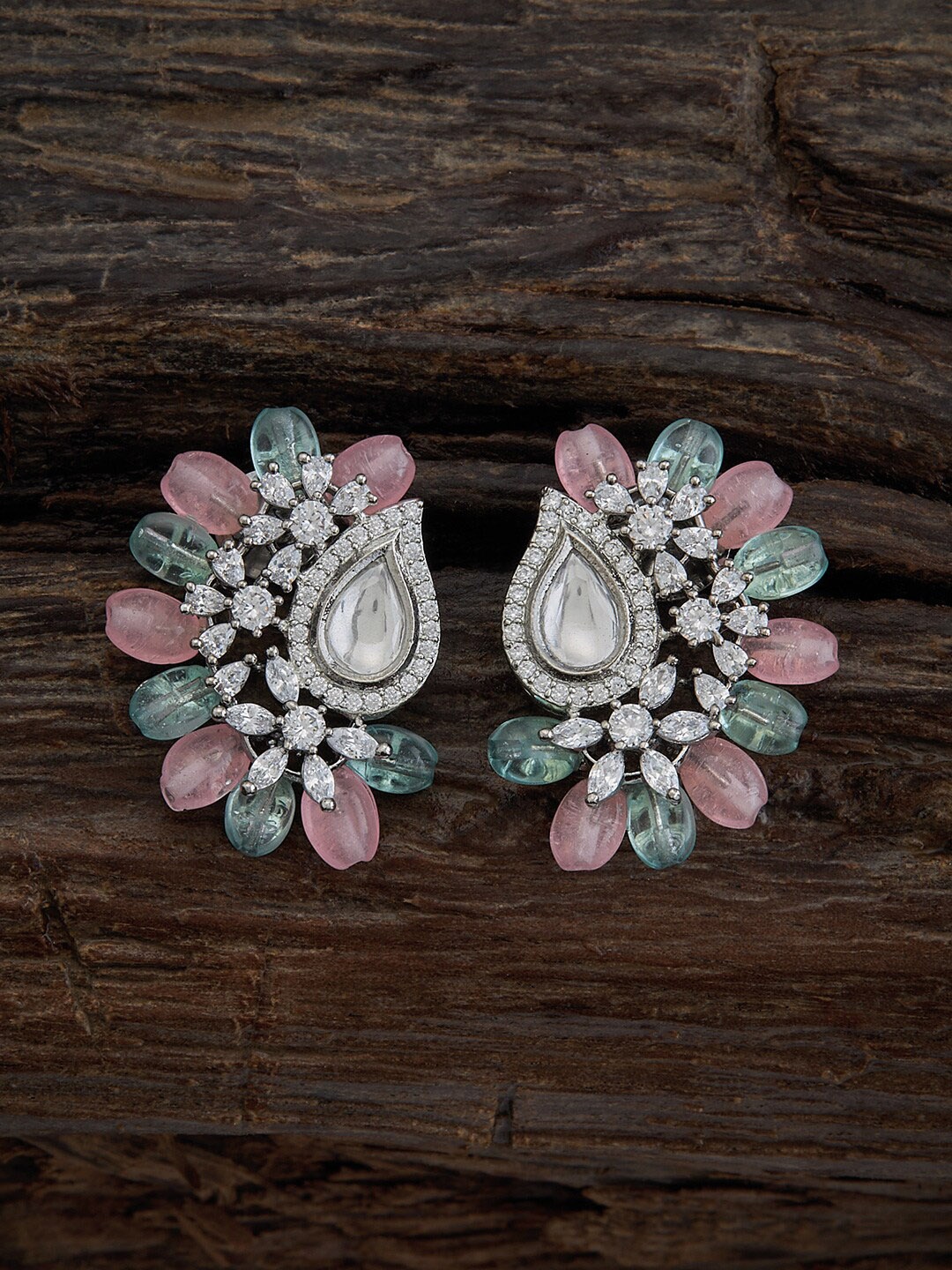 

Kushal's Fashion Jewellery Rhodium-Plated Contemporary Studs Earrings, Silver