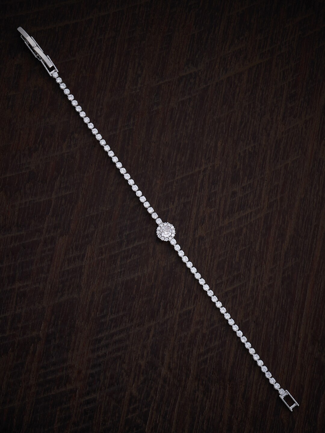 

Kushal's Fashion Jewellery Cubic Zirconia Studded Rhodium Plated Wraparound Bracelet, Silver