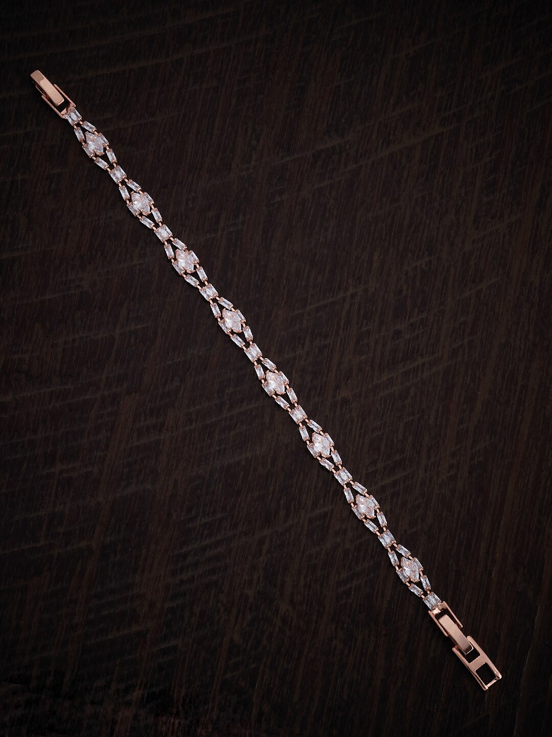 

Kushal's Fashion Jewellery Cubic Zirconia Rose Gold-Plated Wraparound Bracelet