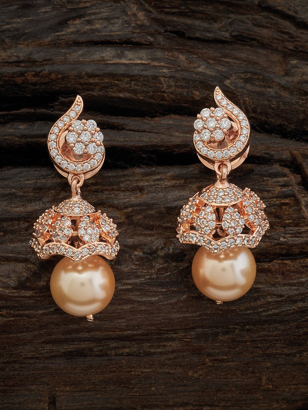 

Kushal's Fashion Jewellery Ethnic Dome Shaped Zircon Studded Earrings, White