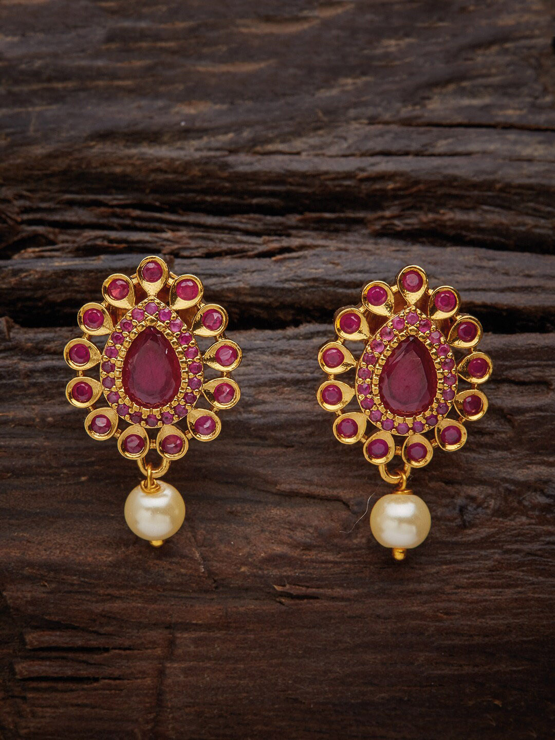 

Kushal's Fashion Jewellery Gold-Plated Teardrop Shaped Drop Earrings