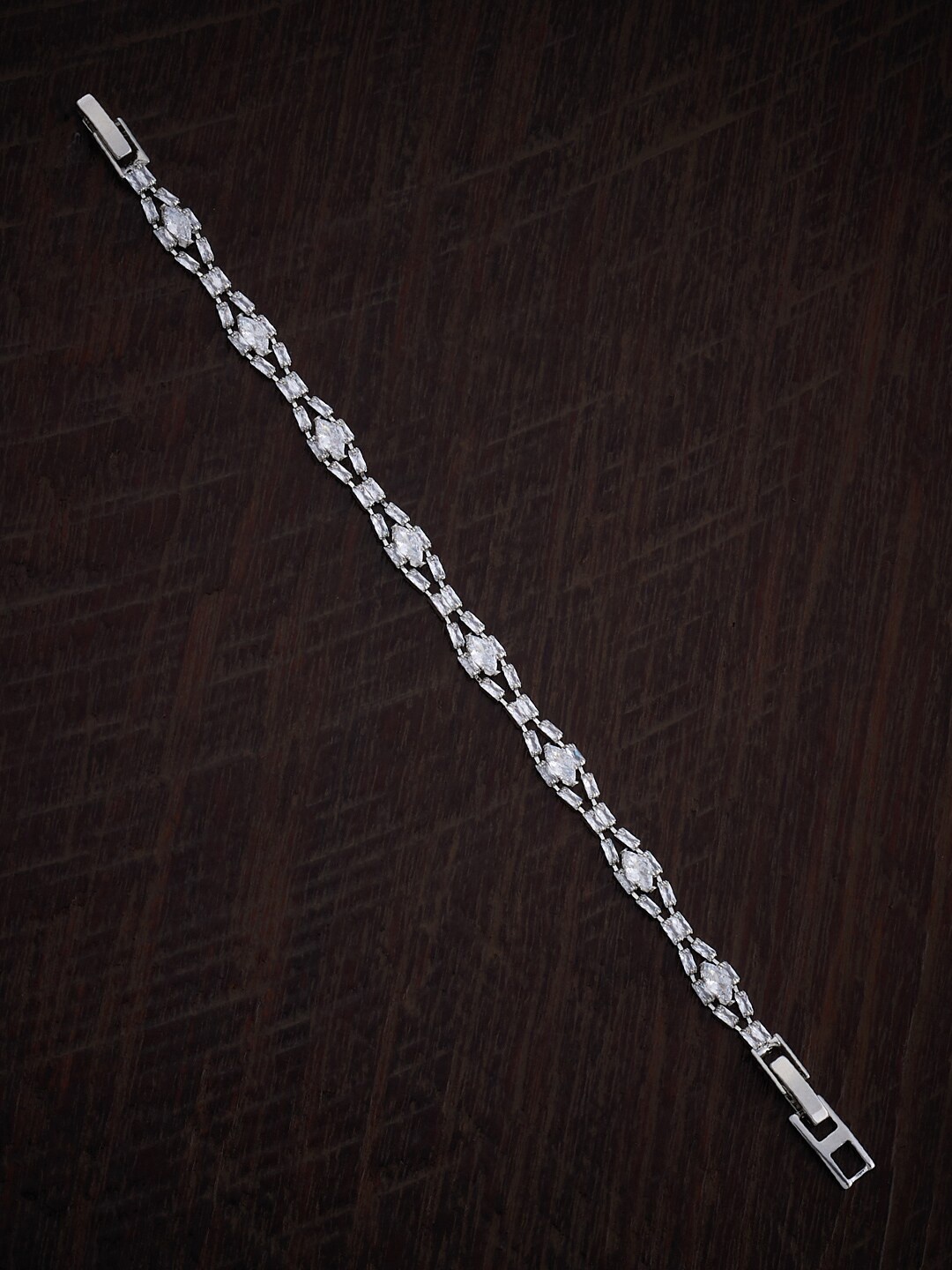 

Kushal's Fashion Jewellery Cubic Zirconia Rhodium-Plated Wraparound Bracelet, Silver