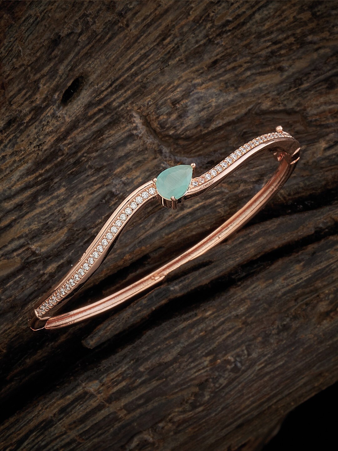 

Kushal's Fashion Jewellery Women Rose Gold-Plated Cubic Zirconia-Studded Kada Bracelet