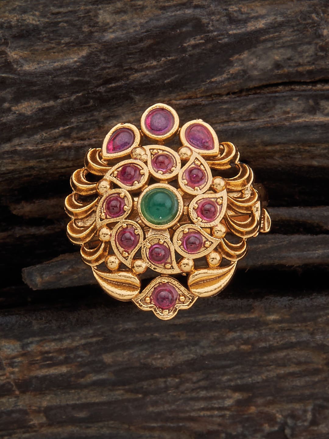 

Kushal's Fashion Jewellery Gold-Plated Ethnic Antique Finger Ring