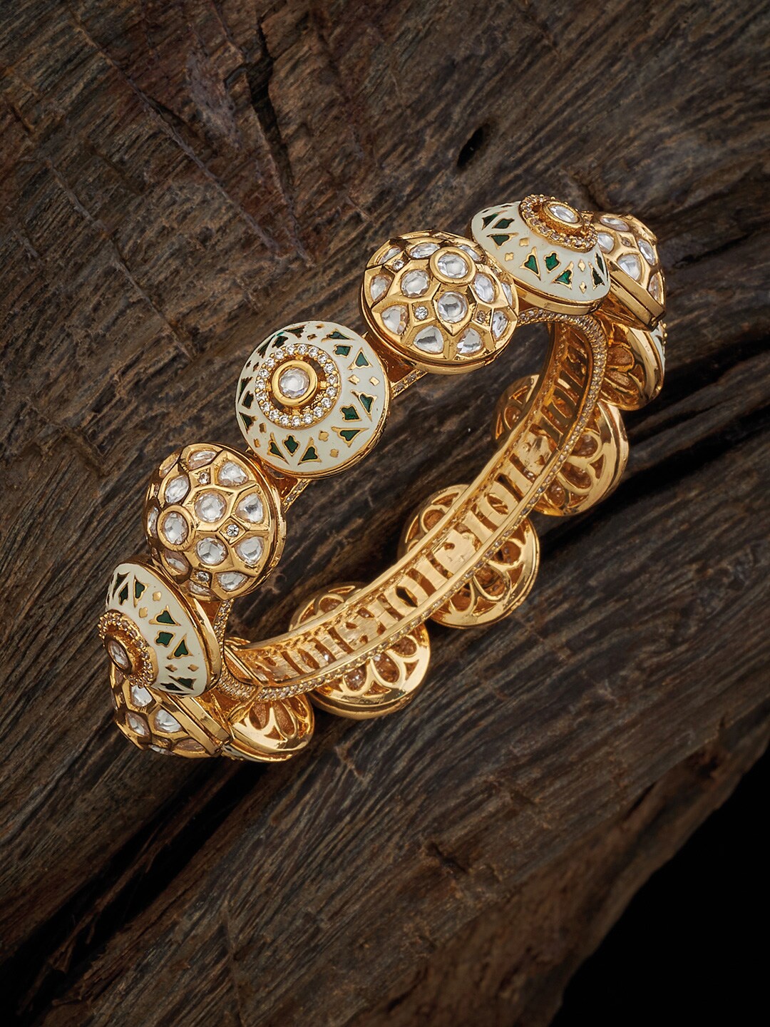 

Kushal's Fashion Jewellery Kundan Studded Bangle, Gold
