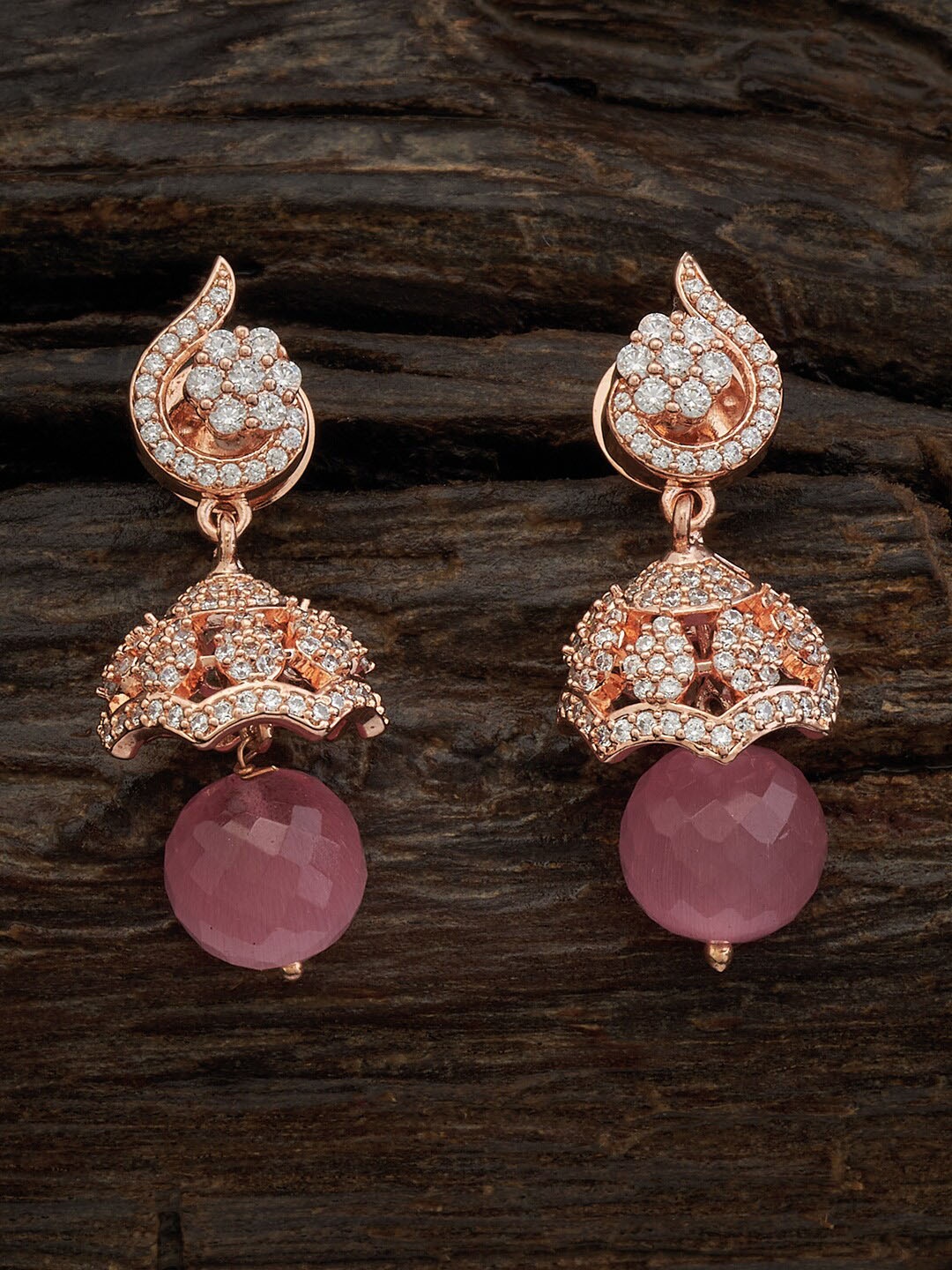 

Kushal's Fashion Jewellery Rose Gold-Plated Dome Shaped Jhumkas