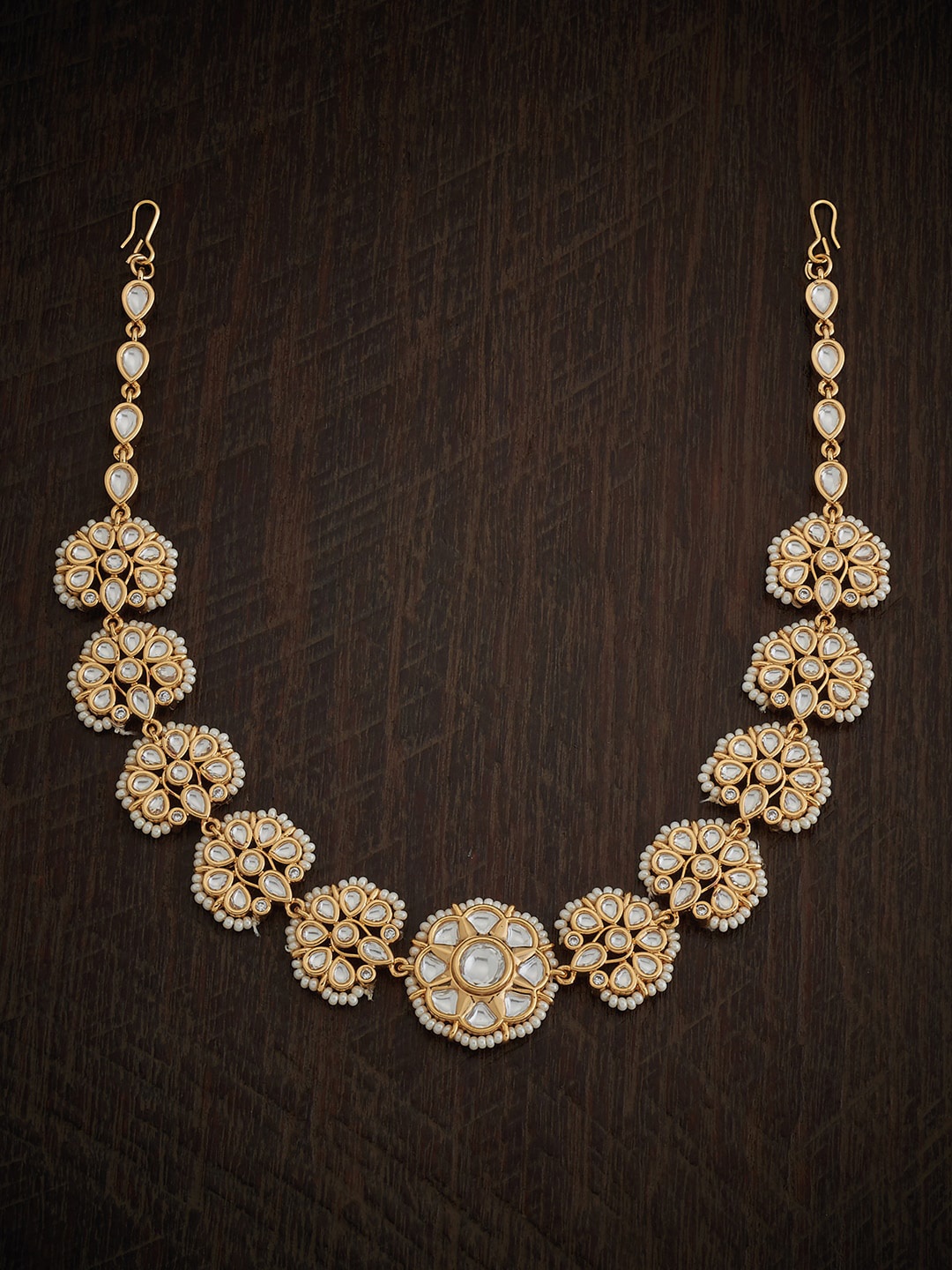 

Kushal's Fashion Jewellery Gold-Plated Kundan-Studded & Beaded Maang Tikka