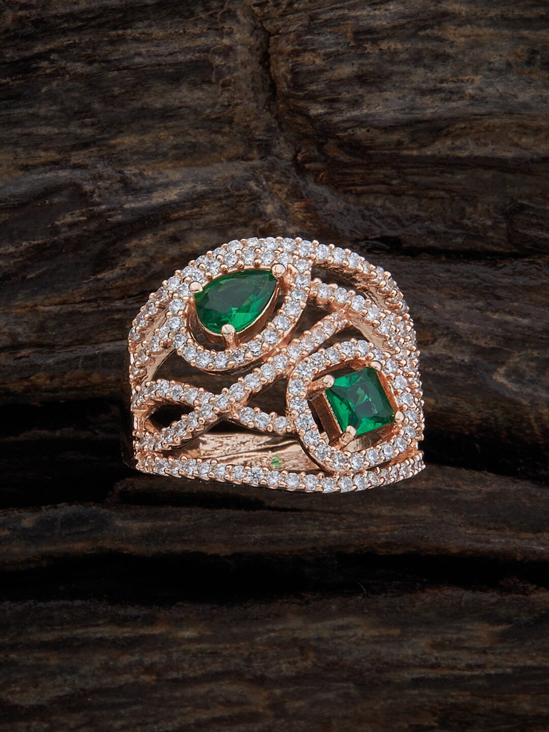 

Kushal's Fashion Jewellery Rose Gold-Plated Zircon-Studded Finger Ring