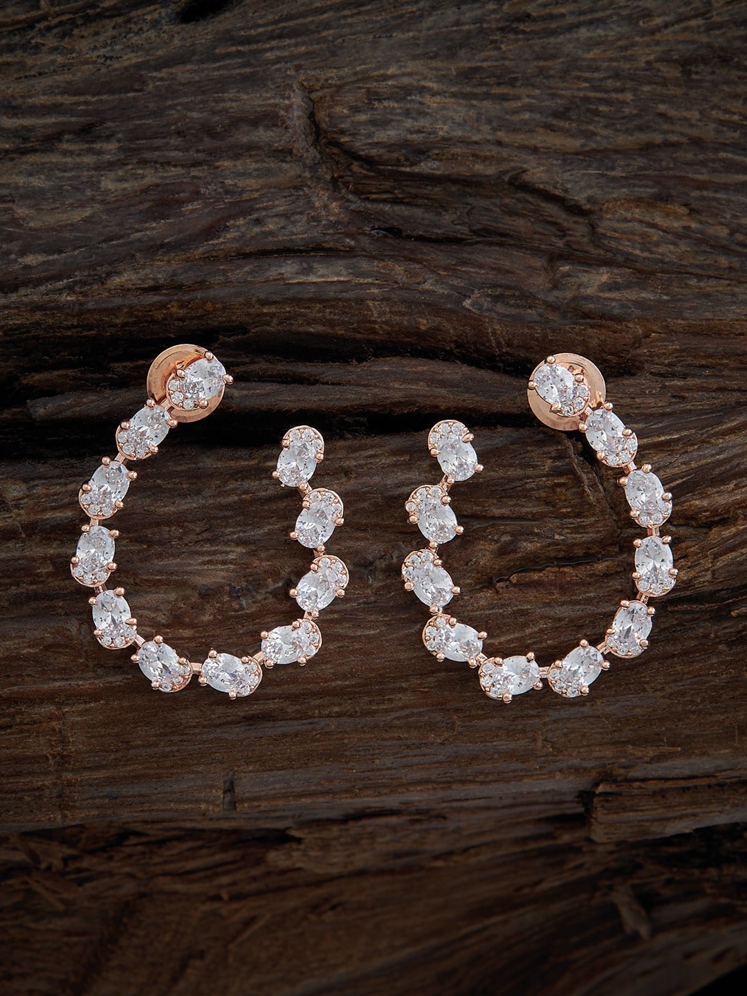 

Kushal's Fashion Jewellery Rose Gold-Plated Contemporary Studs, White